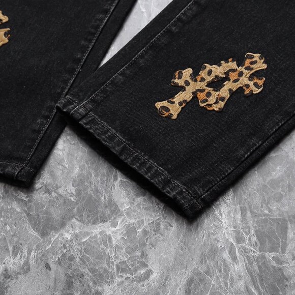 Chrome Heart Leather Patch Jeans - Picture 3 of 10